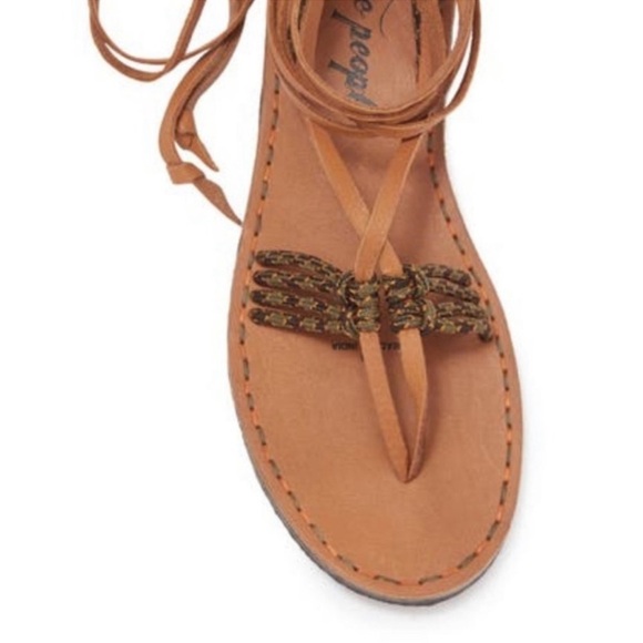 FREE PEOPLE LA JOLLA BOHO WRAP FLAT SANDALS‎ TAN SZ 10 - Picture 2 of 6